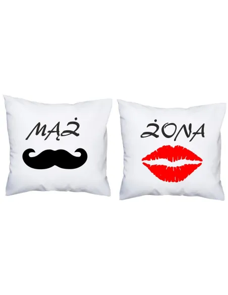 Poduszka Zestaw 1+1 z Nadrukiem Mąż Żona Personalizowany