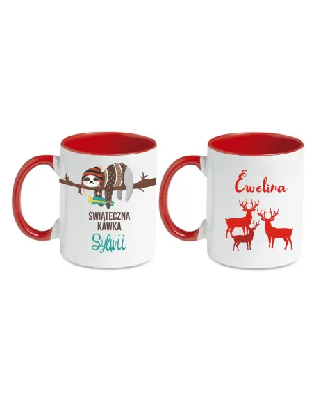 Kubek z Nadrukiem Personalizowany Świąteczna Kawka Imię