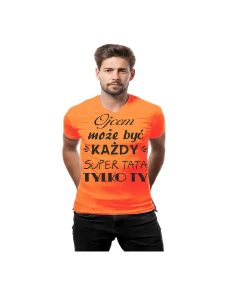 Koszulka z Nadrukiem Ojcem Może Być Każdy Super Tatą Tylko