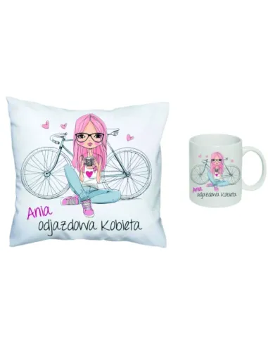 Kubek z Nadrukiem Poduszka Zestaw 1+1 Imię Odjazdowa
