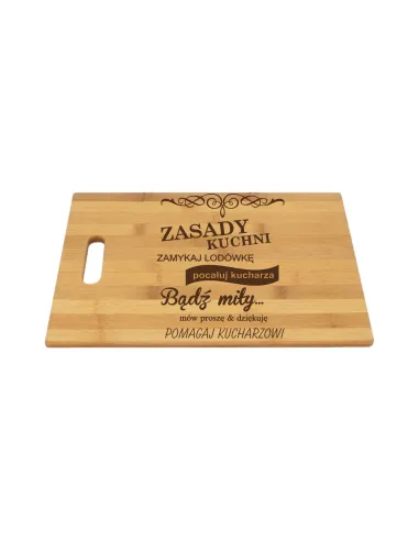 Deska do Krojenia z – Grawerem Prezent Zasady Kuchni