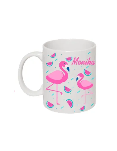 Kubek z Nadrukiem Flamingi z Imieniem Personalizowany