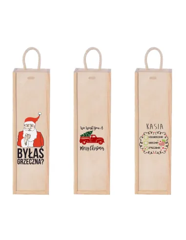 Skrzynka na Wino Prezent Mikołajki Święta Nadruk z Nadrukiem