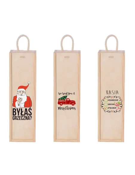 Skrzynka na Wino Prezent Mikołajki Święta Nadruk z Nadrukiem