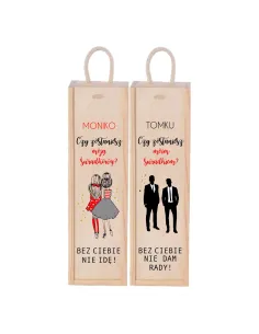 Skrzynka na Wino Prośba Świadkowanie Nadruk UV z Nadrukiem