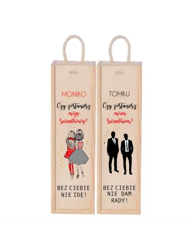 Skrzynka na Wino Prośba Świadkowanie Nadruk UV z Nadrukiem