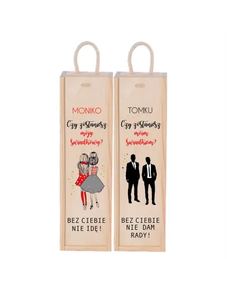 Skrzynka na Wino Prośba Świadkowanie Nadruk UV z Nadrukiem