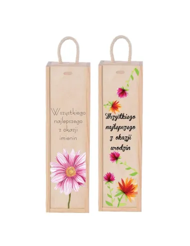 Prezent na Imieniny Urodziny Skrzynka Wino z Nadrukiem