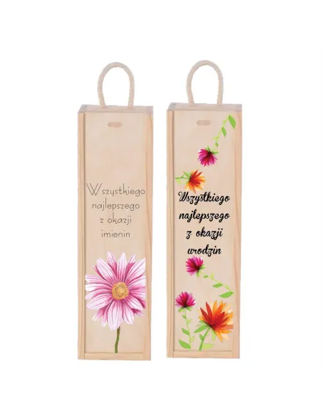 Prezent na Imieniny Urodziny Skrzynka Wino z Nadrukiem