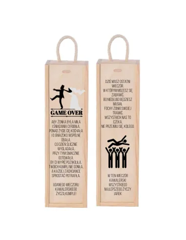 Prezent na Wieczór Kawalerski Skrzynka Wino z Nadrukiem