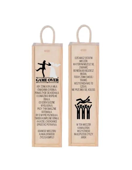 Prezent na Wieczór Kawalerski Skrzynka Wino z Nadrukiem