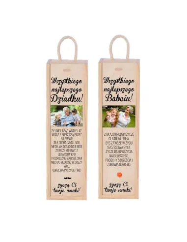 Skrzynka na Wino Prezent Dziadka Babci Święta dla Dziadka