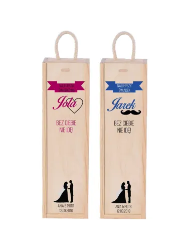 Skrzynka na Wino Prośba Świadkowanie Świadka z Nadrukiem