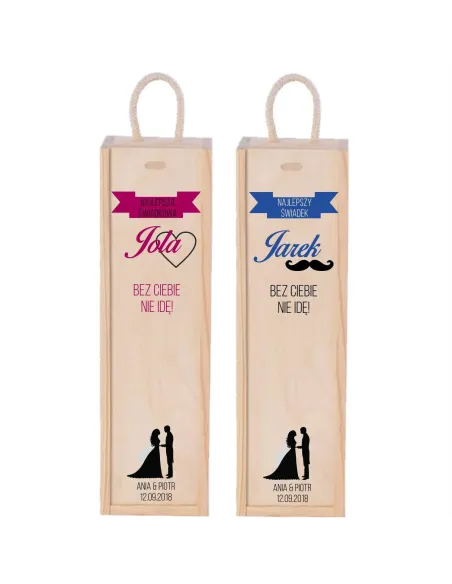 Skrzynka na Wino Prośba Świadkowanie Świadka z Nadrukiem