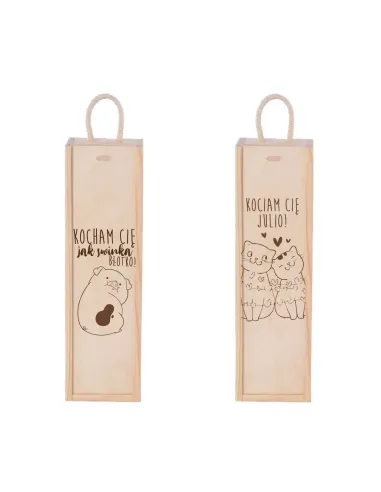 Elegancka Skrzynka na Wino Prezent Walentynki z Grawerem