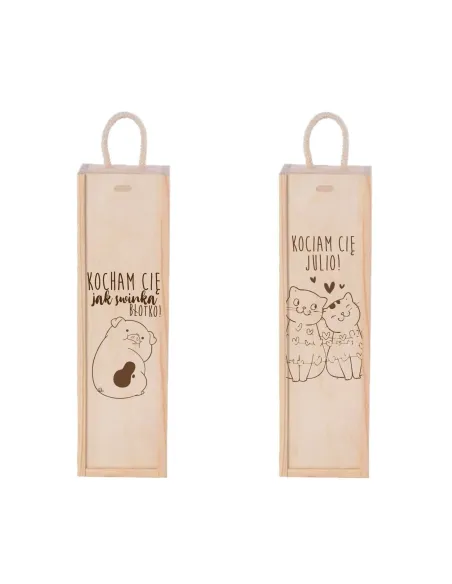 Elegancka Skrzynka na Wino Prezent Walentynki z Grawerem