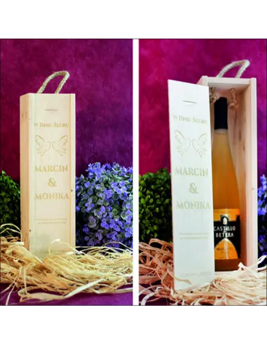 Elegancka Skrzynka na Wino Prezent Walentynki z Grawerem