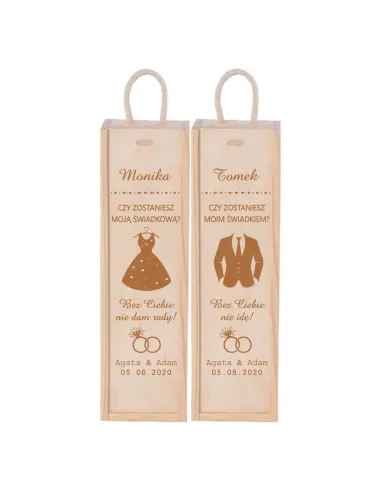 Skrzynka na Wino Prośba o Świadkowanie Grawer z Grawerem