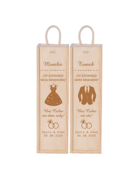 Skrzynka na Wino Prośba o Świadkowanie Grawer z Grawerem