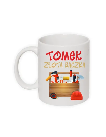 Kubek z Nadrukiem Personalizowany Imię Złota Rączka