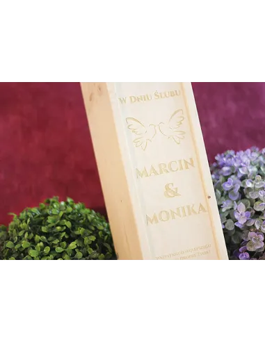 Skrzynka Pudełko na Wino Grawerem z Grawerem na Prezent