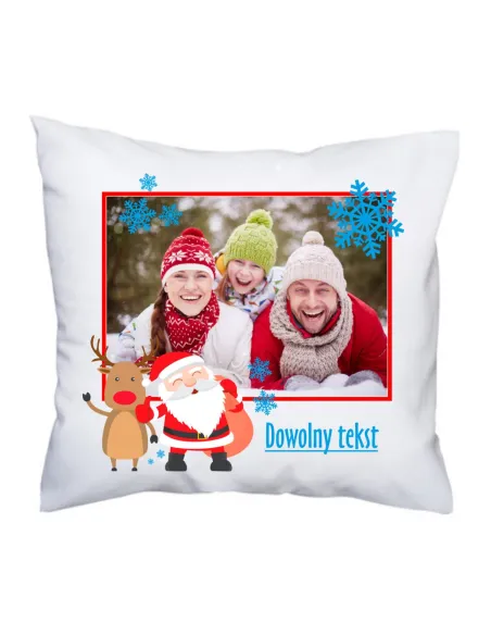 Foto Poduszka Zdjęciem Nadrukiem Świątecznym Dowolny Tekst