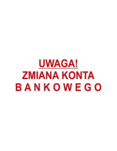 Pieczątka – Uwaga Zmiana Konta Bankowego – Tanio z logo