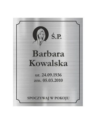 Tabliczka Nagrobna Nagrobkowa Grawer Nierdzewna z Nadrukiem