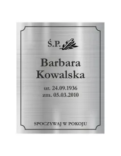Tabliczka Nagrobna Nagrobkowa Grawer Nierdzewna z Projektem