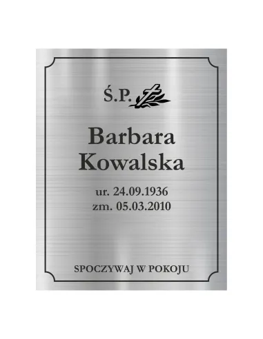 Tabliczka Nagrobna Nagrobkowa Grawer Nierdzewna z Projektem