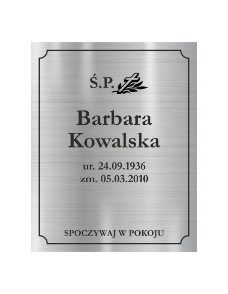Tabliczka Nagrobna Nagrobkowa Grawer Nierdzewna z Projektem