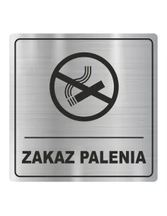 Tabliczka Piktogram Znak Zakaz Palenia Srebrna z Grawerem