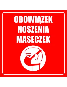 Naklejki z Nadrukiem Obowiązek Noszenia Maseczek Reklamowy
