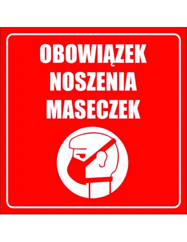 Naklejki z Nadrukiem Obowiązek Noszenia Maseczek Reklamowy