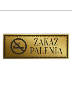 Tabliczka Złota Srebrna na Drzwi Zakaz Palenia Piktogram