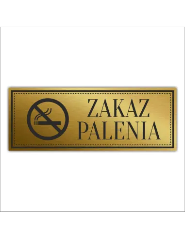 Tabliczka Złota Srebrna na Drzwi Zakaz Palenia Piktogram