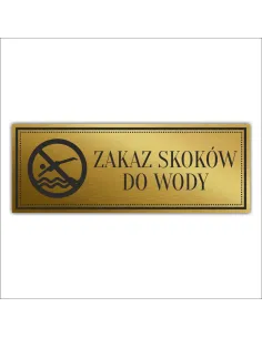 Tabliczka Złota Srebrna na Drzwi Zakaz Skoków do Wody