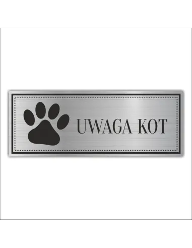 Tabliczka – Grawerowana Piktogram Uwaga Kot Zwierze