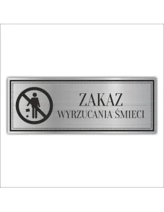 Tabliczka Piktogram Grawerowana Zakaz Śmiecenia z Grawerem