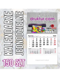 Kalendarze Firmowe Jednodzielne 2024 – 150 szt Reklamowy