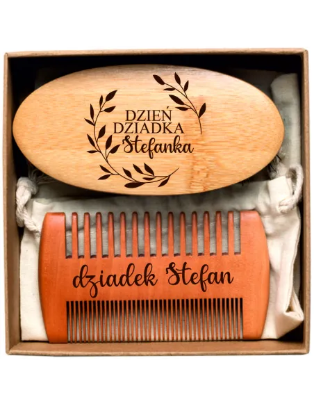 Zestaw z Grawerem na Prezent Pielęgnacji Brody Szczotka