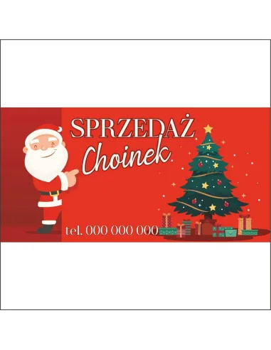 Baner z Nadrukiem Reklamowy 200x100 cm Twój Napis Choinki