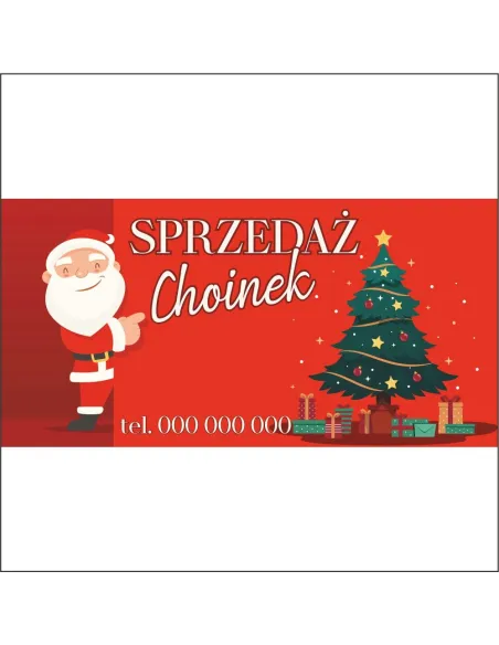 Baner z Nadrukiem Reklamowy 200x100 cm Twój Napis Choinki