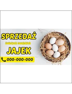 Baner z Nadrukiem Reklamowy 200x100 Jaja Wiejskie Duża
