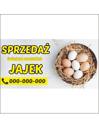 Baner z Nadrukiem Reklamowy 200x100 Jaja Wiejskie Duża
