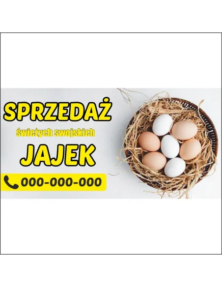 Baner z Nadrukiem Reklamowy 200x100 Jaja Wiejskie Duża