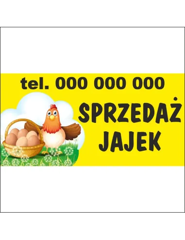 Baner z Nadrukiem Reklamowy Duży Sprzedaż Jaj Wiejskich