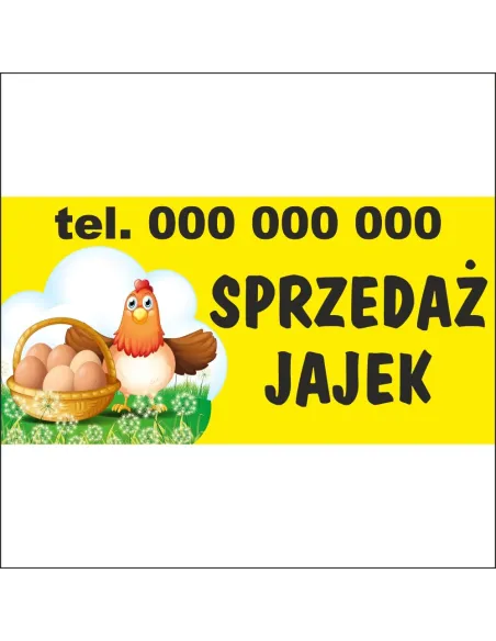 Baner z Nadrukiem Reklamowy Duży Sprzedaż Jaj Wiejskich
