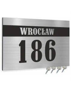 Numer na Dom Srebrny ze Stali Nierdzewnej Inox 40x30 cm
