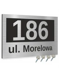 Tabliczka Adresowa Aluminiowa Srebrna Numer Domu Dibond